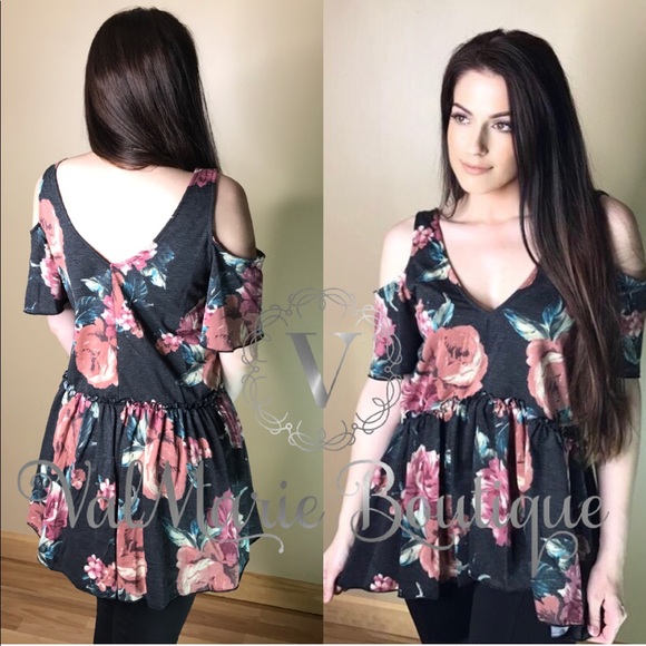 AMAZING quality Floral cold shoulder top - Picture 5 of 5
